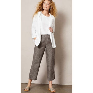 J. Jill Cropped Linen Blend Pants in Charcoal Gray